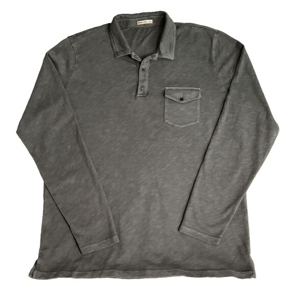 Marine Layer L/XL Shirt Vintage Heavy Slub Polo Gray Long Sleeve Mens NWOT - Picture 2 of 7